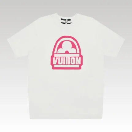 T-shirt Louis Vuitton LV White Pink Logo - Drip Slum