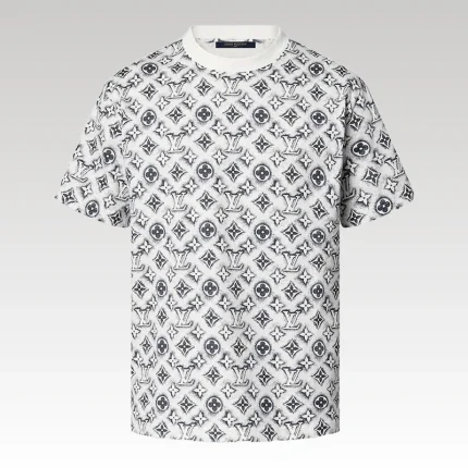 T-shirt Louis Vuitton Monogram White Deep Black - Drip Slum