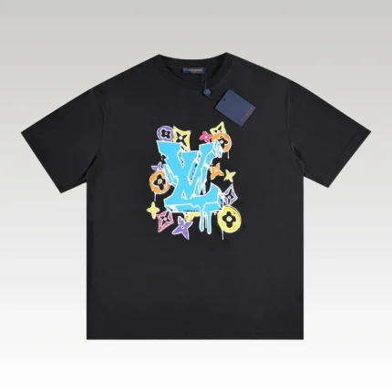T-shirt Louis Vuitton Multicolor Monogram Drip Black - Drip Slum