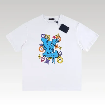 T-shirt Louis Vuitton Multicolor Monogram Drip White - Drip Slum