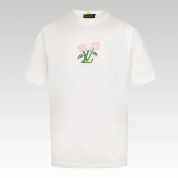T-shirt Louis Vuitton White Floral Logo - Drip Slum