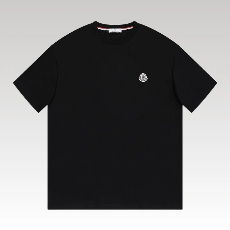Home Basic 187 T-shirt Moncler Black Embroidered Logo Tee MCL005 - Drip Slum