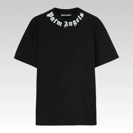 T-shirt Palm Angels Logo Print on Collar Black - Drip Slum