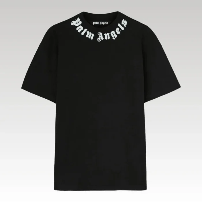 T-shirt Palm Angels Logo Print on Collar Black - Drip Slum