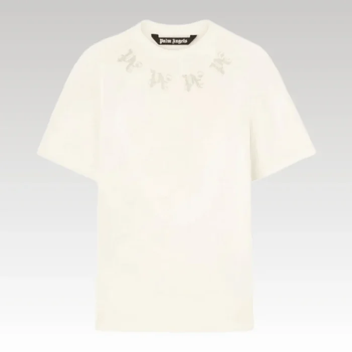 T-shirt Palm Angels Monogram Print Off White - Drip Slum
