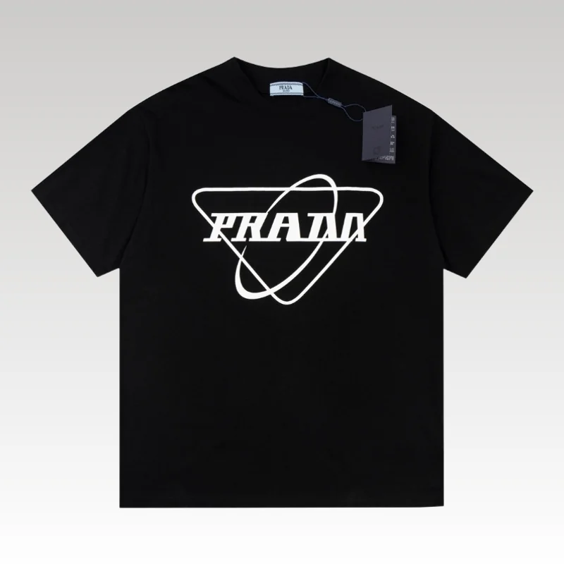 Home Basic 568 T-shirt Prada Black Triangle Graphic Logo PD040 - Drip Slum