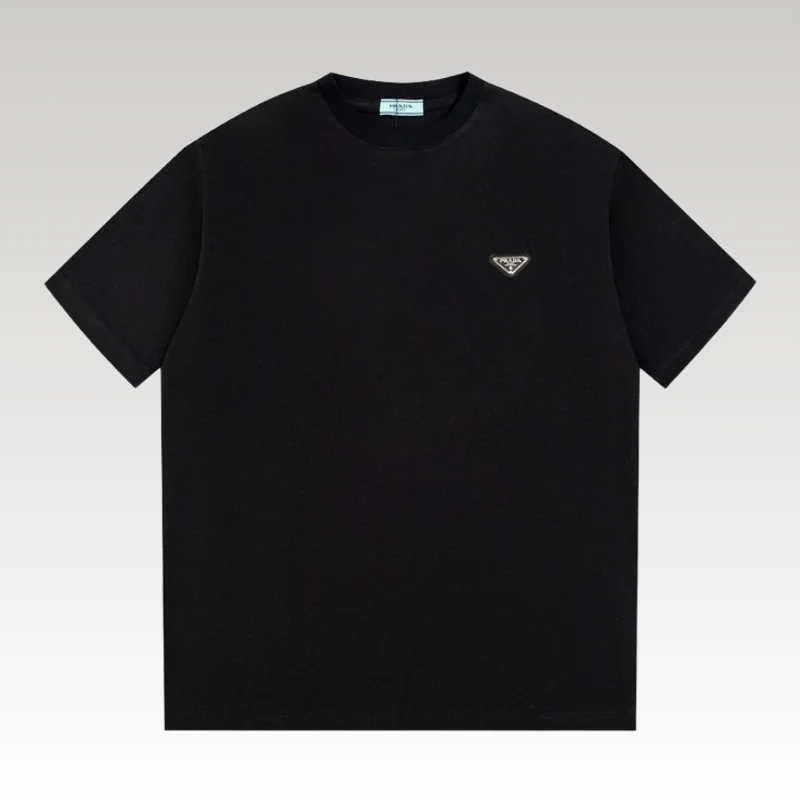 Home Basic 554 T-shirt Prada Logo Patch Black PD015 - Drip Slum