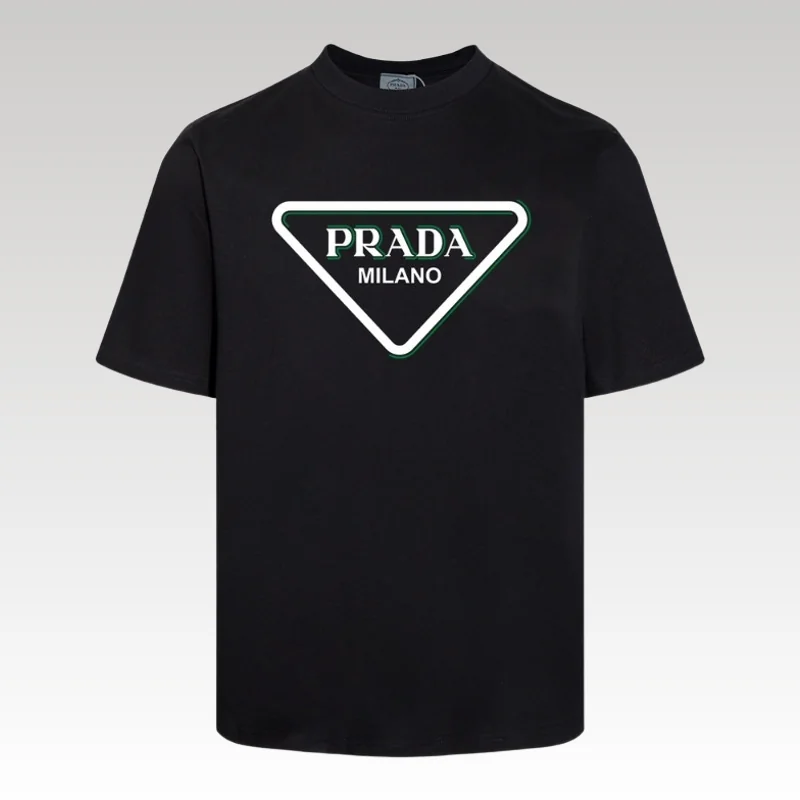 Home Basic 560 T-shirt Prada Milano Triangle Logo Black PD020 - Drip Slum