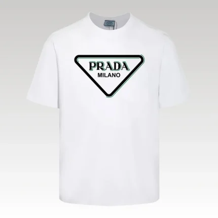 T-shirt Prada Milano Triangle Logo White PD021 - Drip Slum