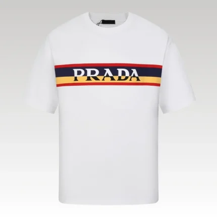 T-shirt Prada Stripe Logo White PD008 - Drip Slum
