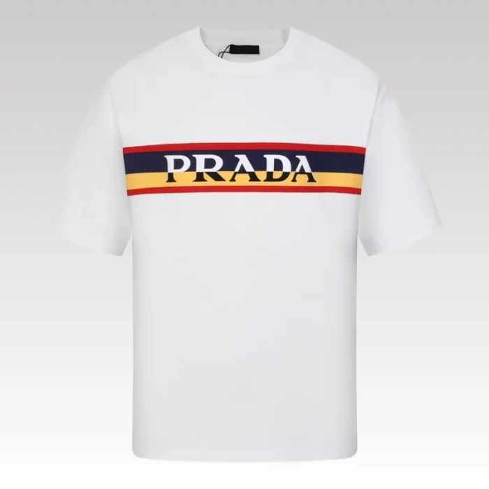 T-shirt Prada Stripe Logo White PD008 - Drip Slum