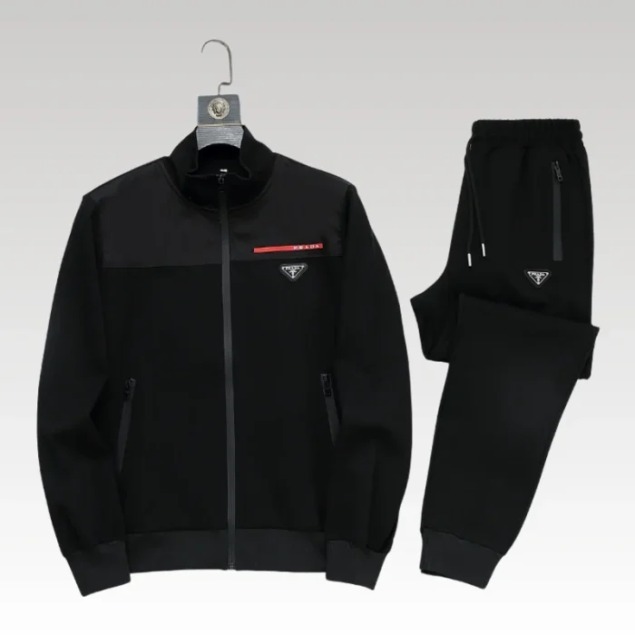 Tracksuit Prada Black Full-Zip Casual Set PD001 - Drip Slum