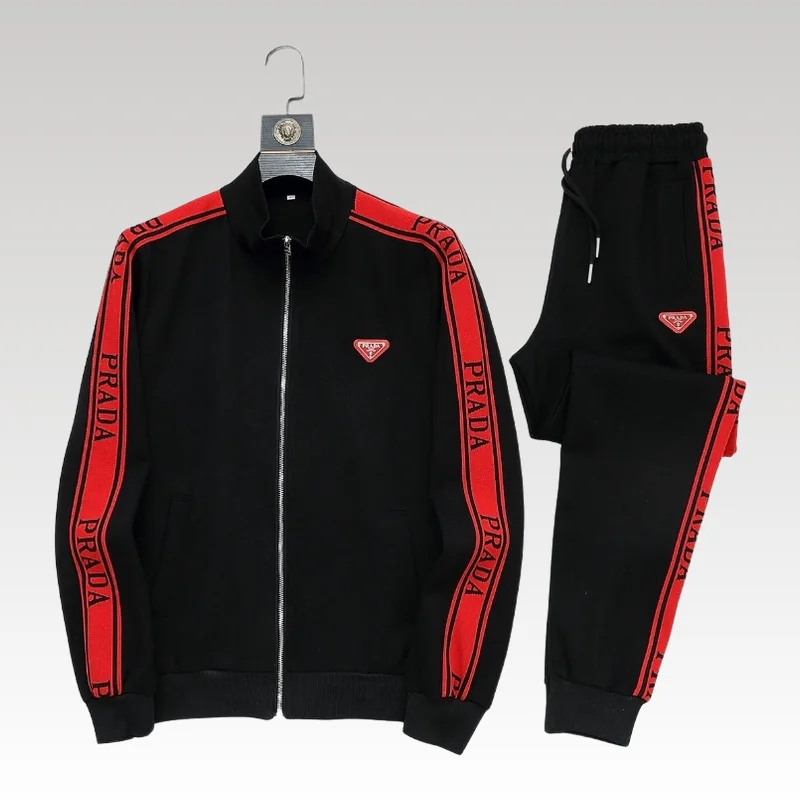 Home Basic 586 Tracksuit Prada White and Black Red Stripe PD050 - Drip Slum