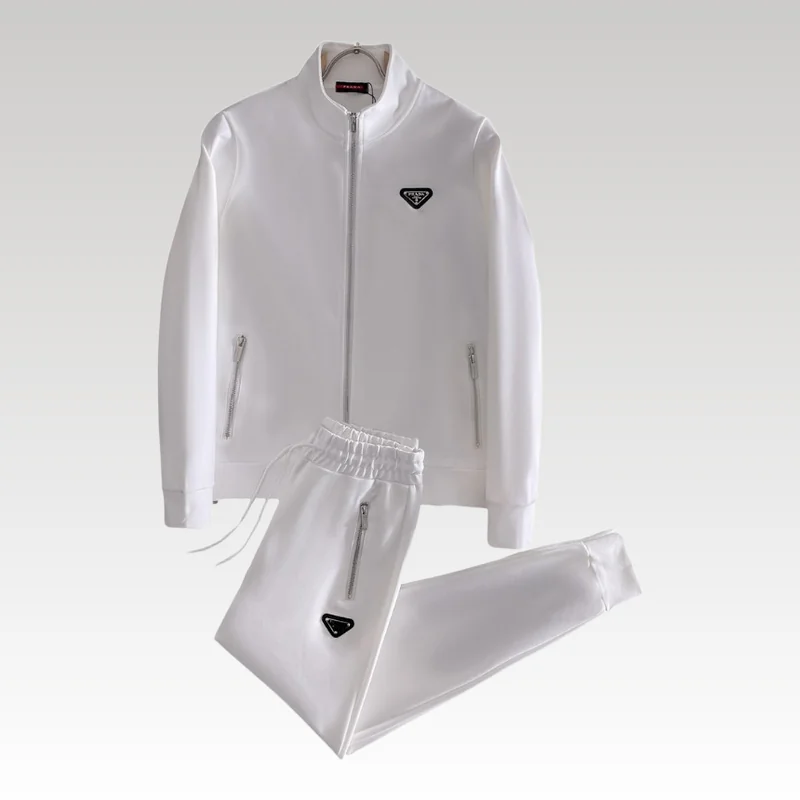 Home Basic 566 Tracksuit Prada White Full Zip Edition PD056 - Drip Slum