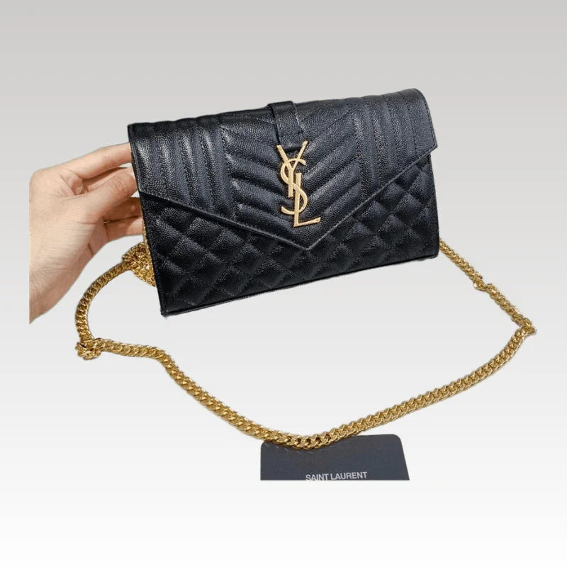 Home Basic 85 Yves Saint Laurent Small Envelope Chain Wallet YSL012 - Drip Slum